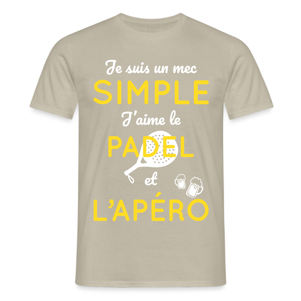 T-shirt Homme - Mec simple J'aime le Padel et L'apéro - beige sable