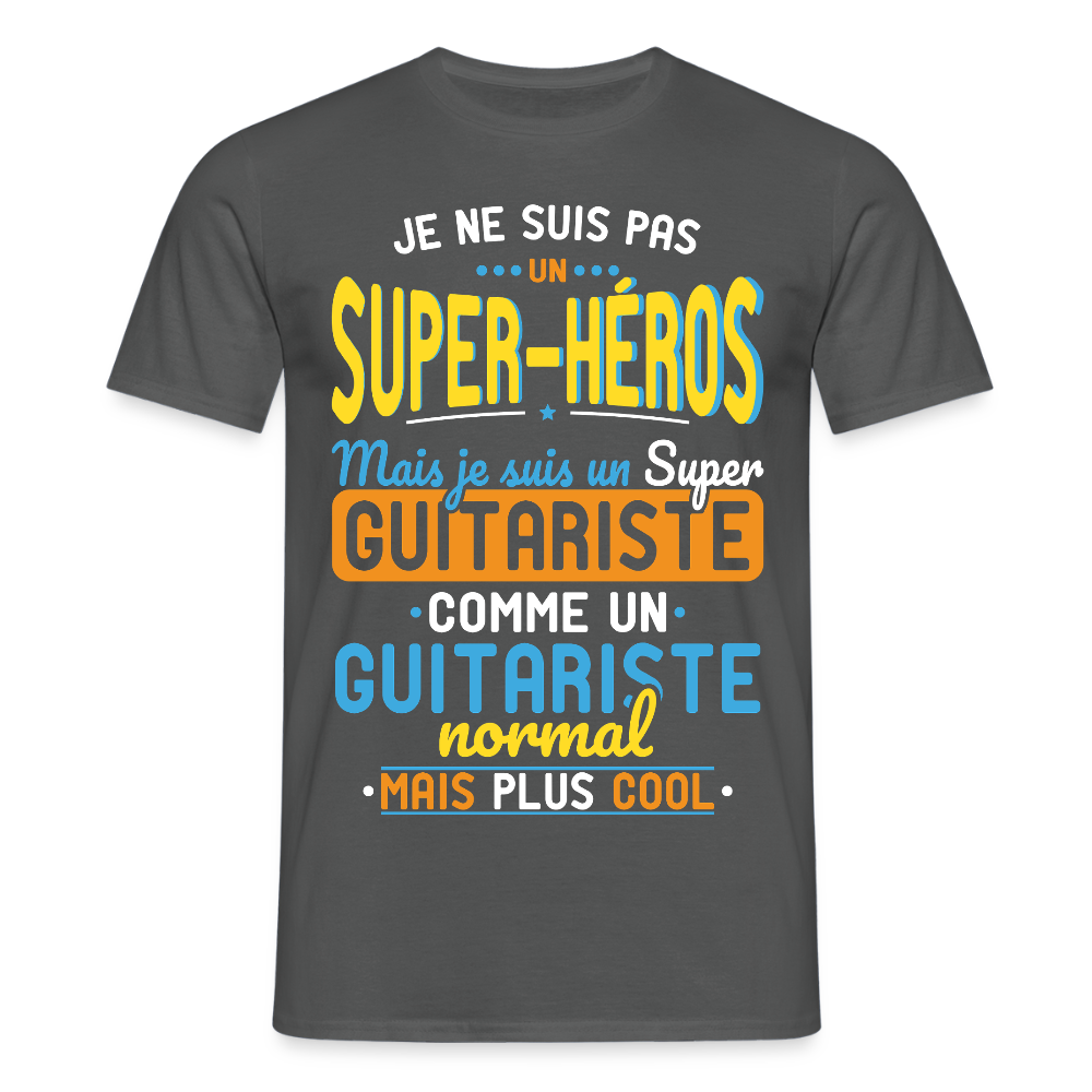 T-shirt Homme - Pas un Super-Héros mais un super Guitariste - charbon
