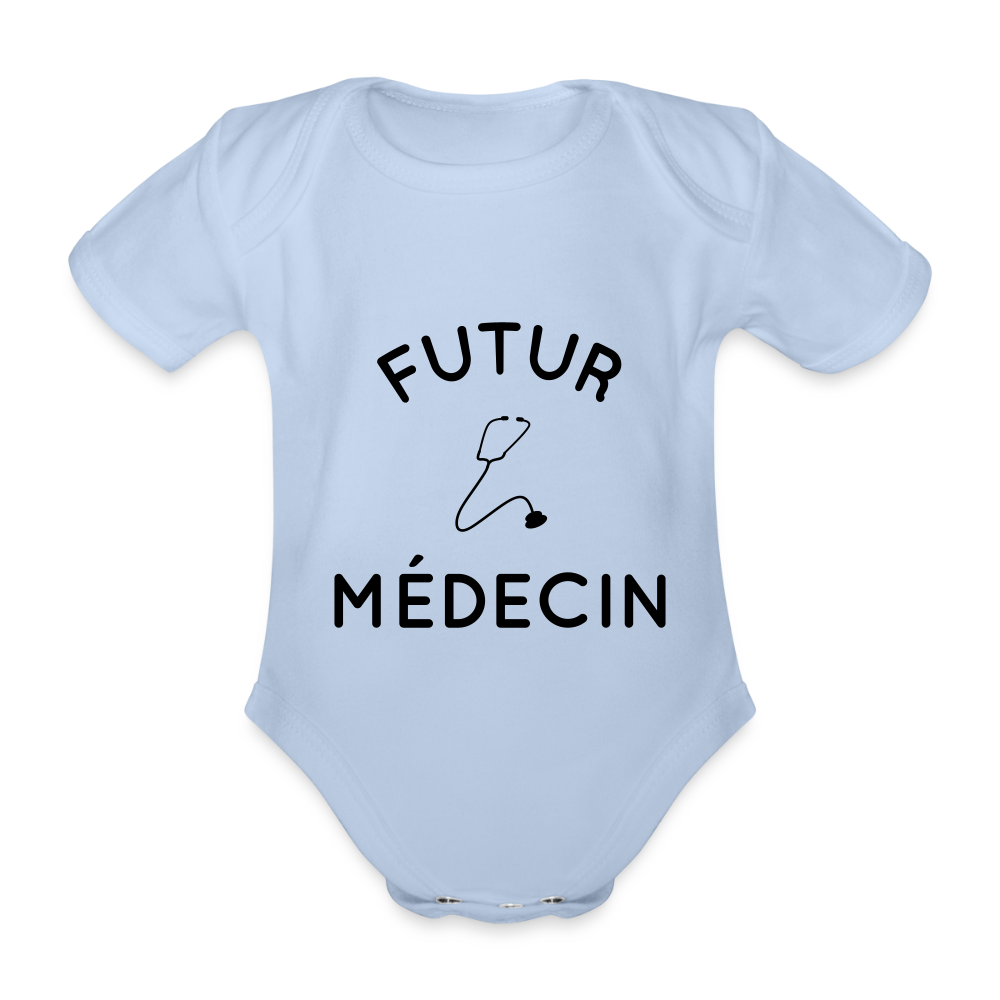 Body Bébé bio manches courtes - Futur médecin - ciel