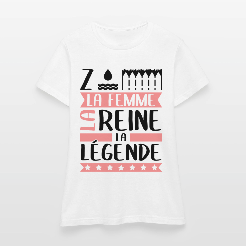 T-shirt femme coloris clair Zoé en rébus – La femme, la reine, la légende - blanc