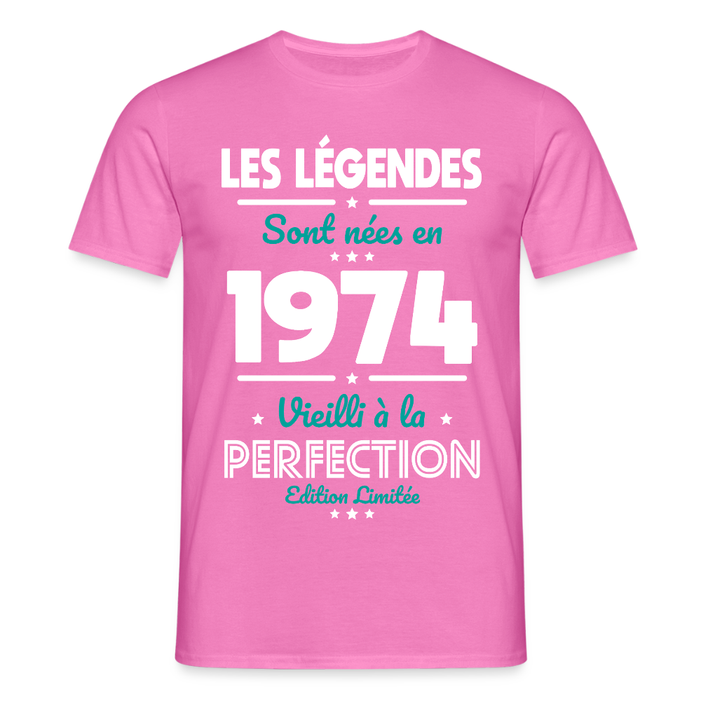 T-shirt Homme - Anniversaire 51 Ans - Les Légendes sont nées en 1974 - rose
