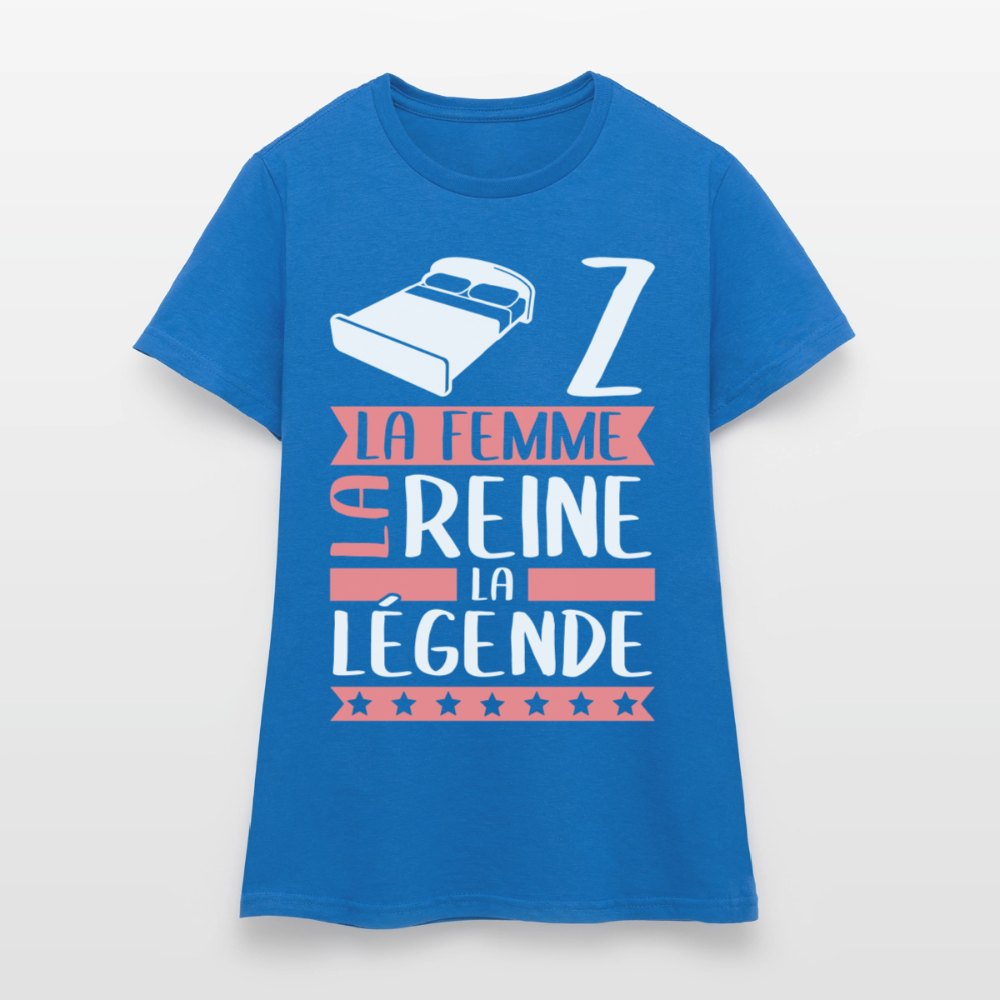 T-shirt femme Lise rébus – La femme, la reine, la légende - bleu royal