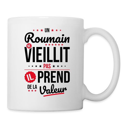 Mug blanc - Un Roumain ne vieillit pas - blanc