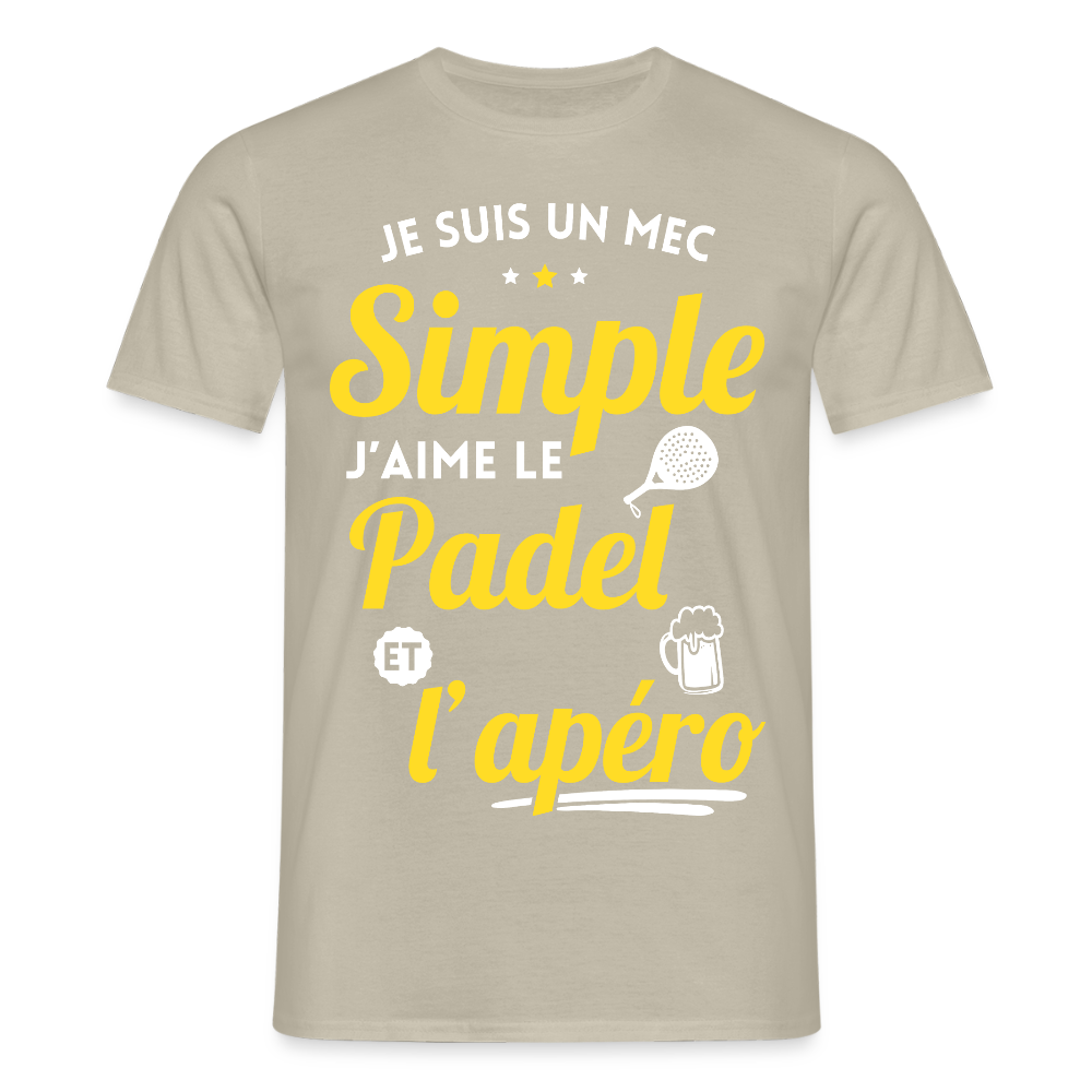 T-shirt Homme - J'aime le  padel et l'apéro - beige sable