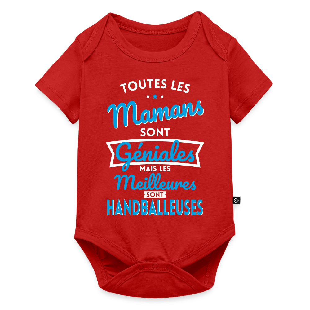 Body Bébé bio manches courtes - Mamans  géniales - Les meilleures sont handballeuses - rouge
