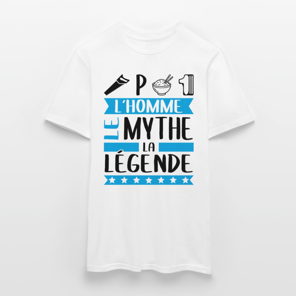 T-shirt homme coloris clair Cyprien rébus – L’homme, le mythe, la légende - blanc