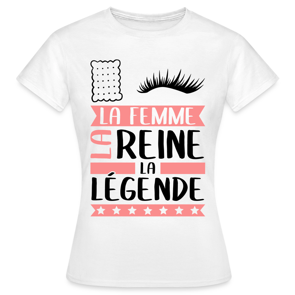 T-shirt femme coloris clair Lucile rébus – La femme, la reine, la légende - blanc