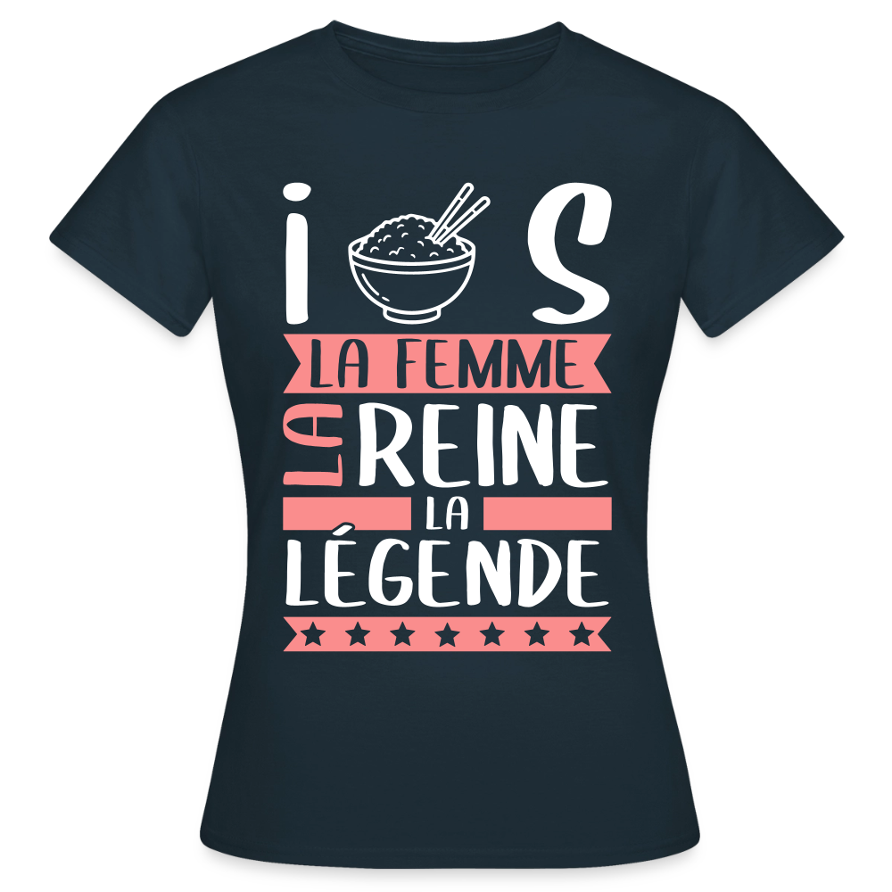 T-shirt femme Iris rébus – La femme, la reine, la légende - marine
