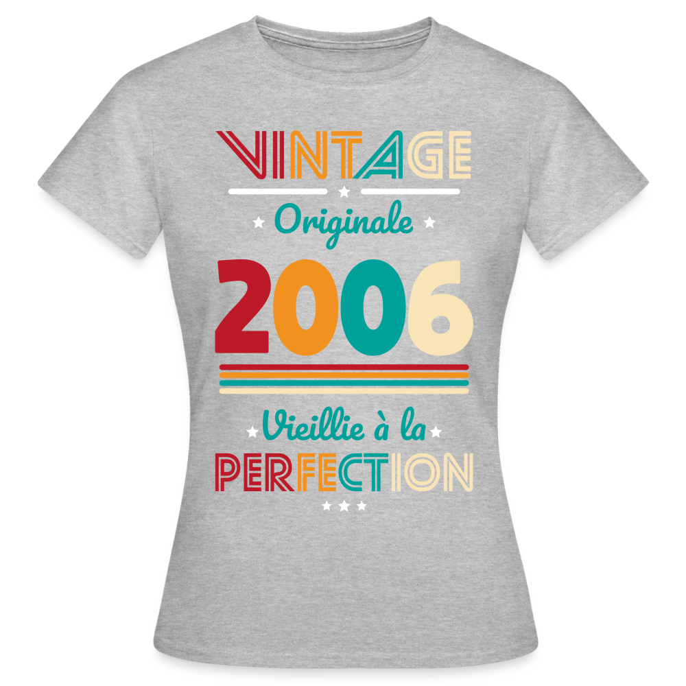 T-shirt Femme - Anniversaire 19 Ans - Vintage Originale 2006 - gris chiné