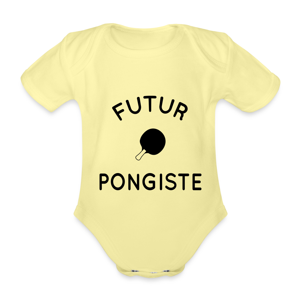 Body Bébé bio manches courtes - Futur pongiste - jaune délavé
