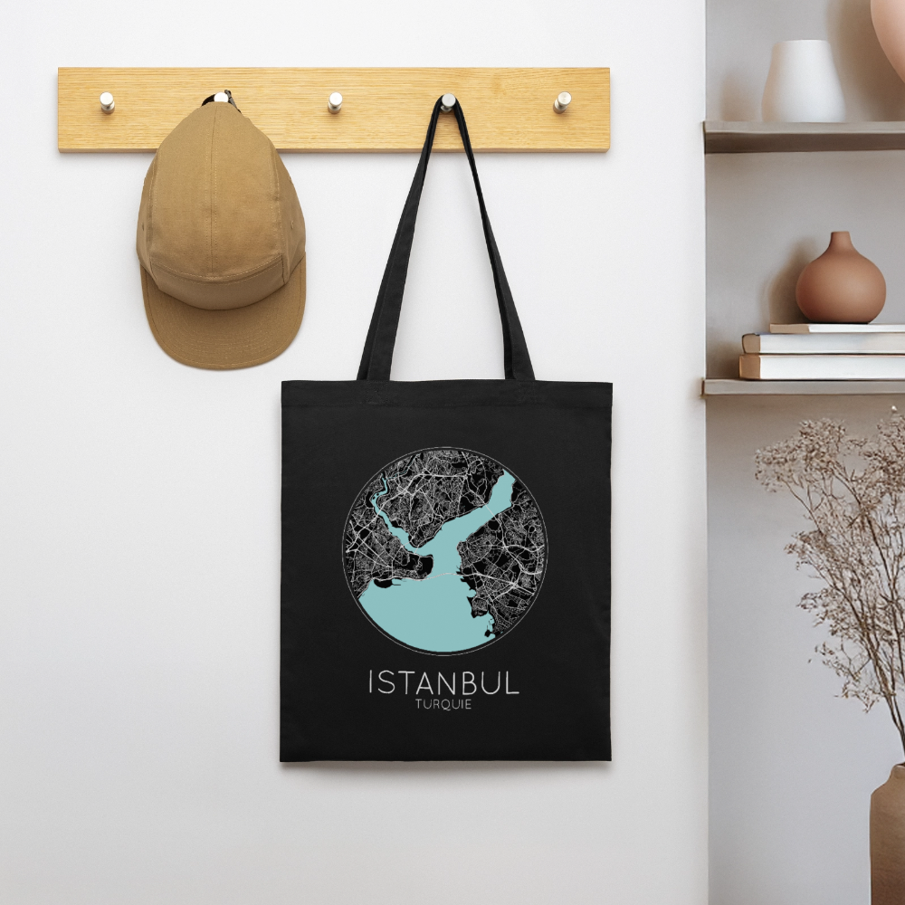 Tote Bag Istanbul Bio – Plan d’Istanbul - noir