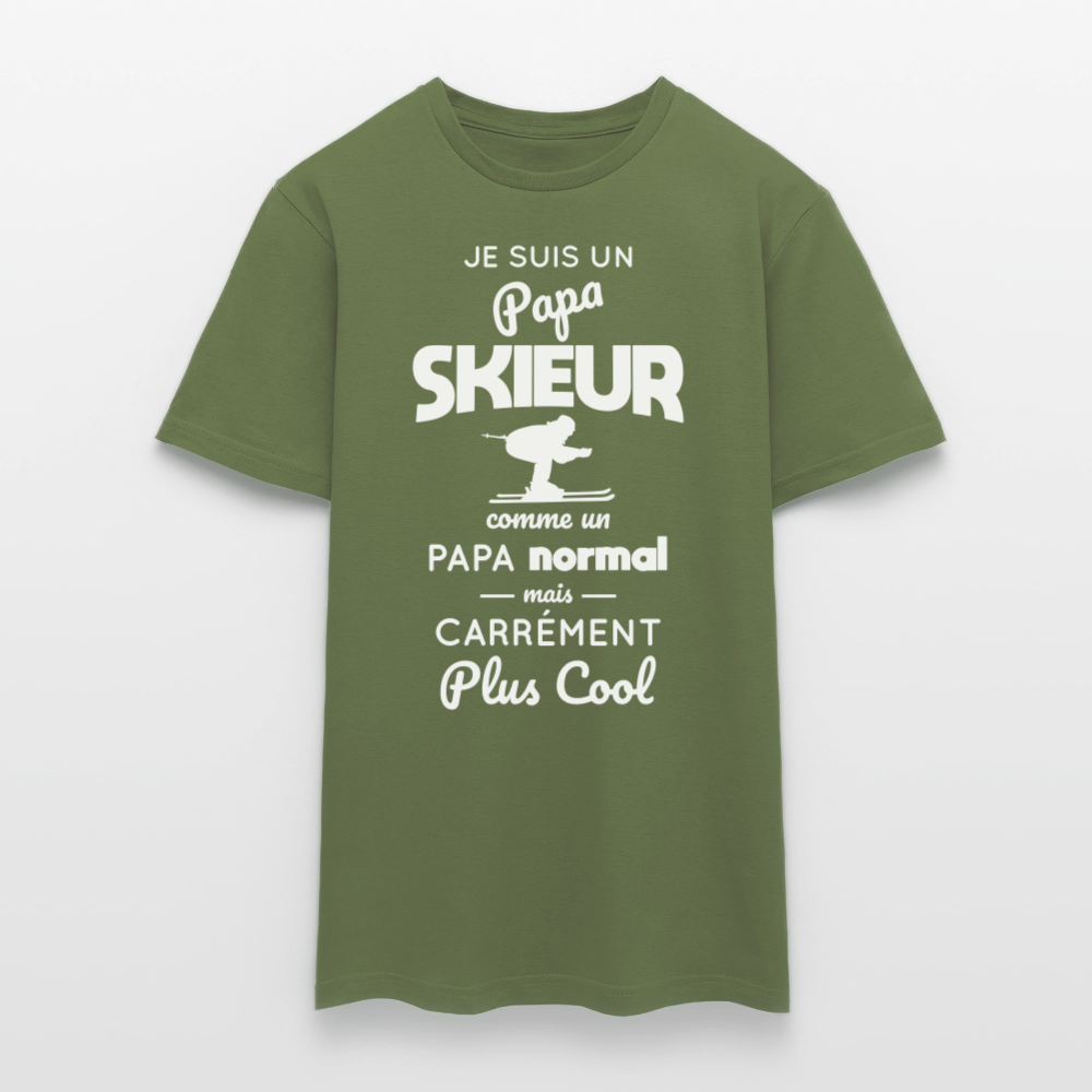 T-shirt Homme - Papa skieur plus cool - vert militaire