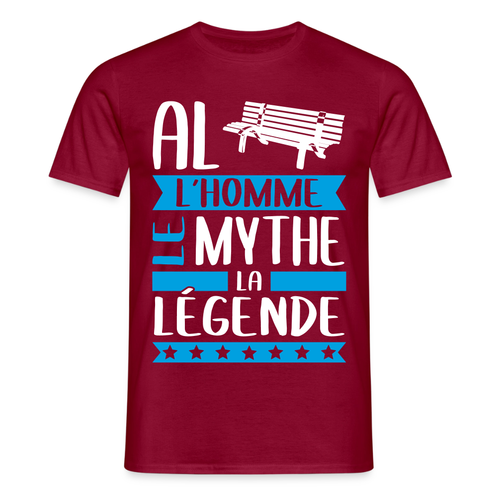 T-shirt homme Alban rébus – L’homme, le mythe, la légende - rouge brique