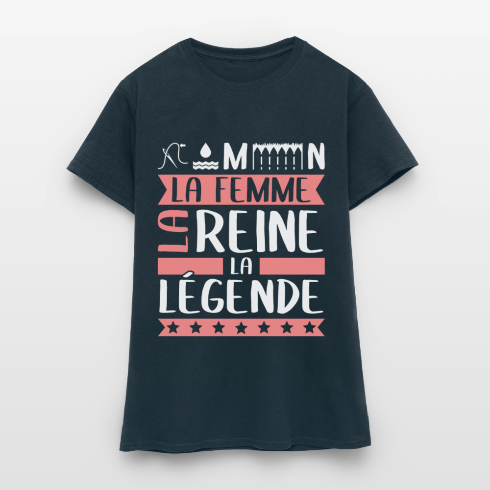T-shirt femme Philomène rébus – La femme, la reine, la légende - marine