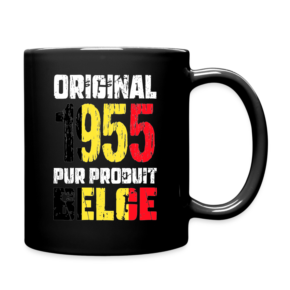 Mug uni - Anniversaire 70 Ans - Original 1955 - Pur produit Belge - noir