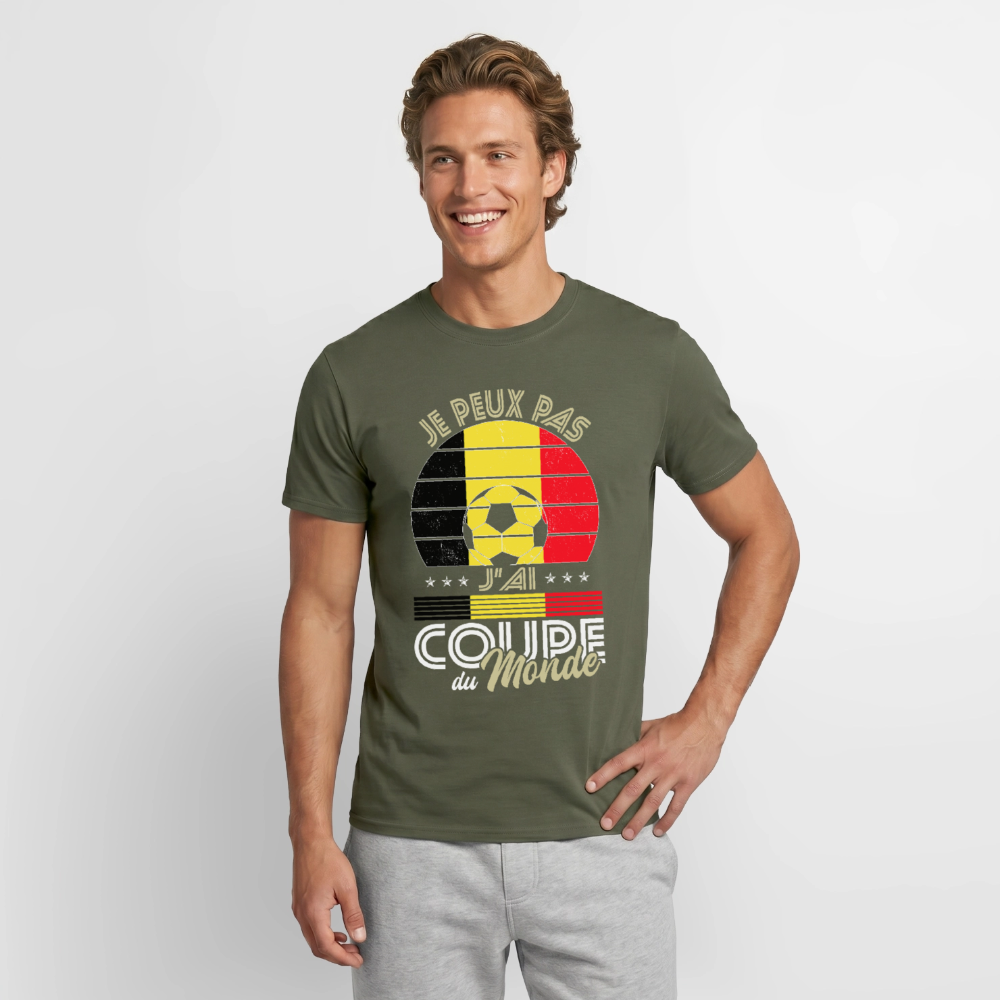T-shirt Homme - Je peux pas j'ai Coupe du Monde - Belgique - vert militaire