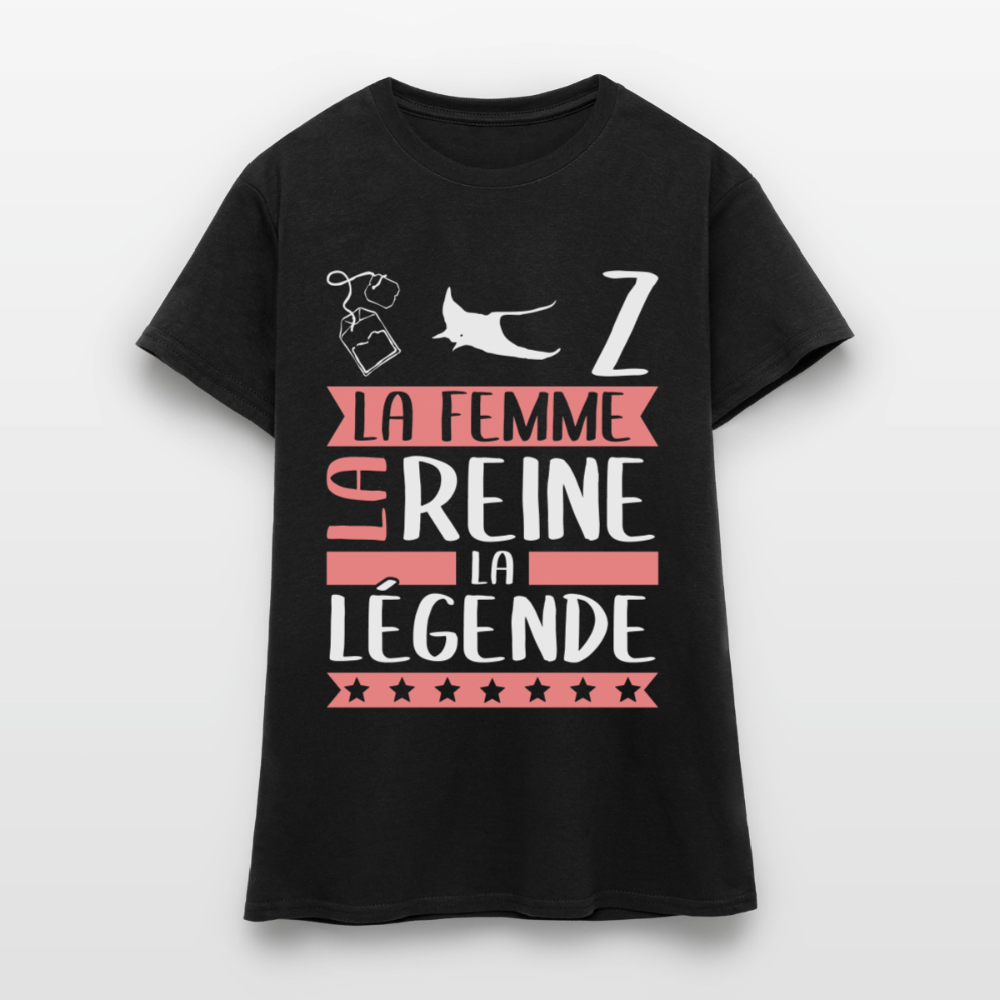 T-shirt femme Thérèse rébus – La femme, la reine, la légende - noir