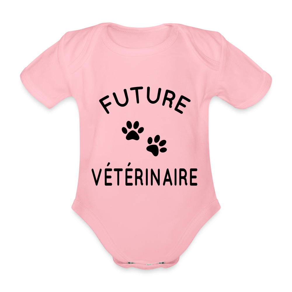 Body Bébé bio manches courtes - Future vétérinaire - rose clair
