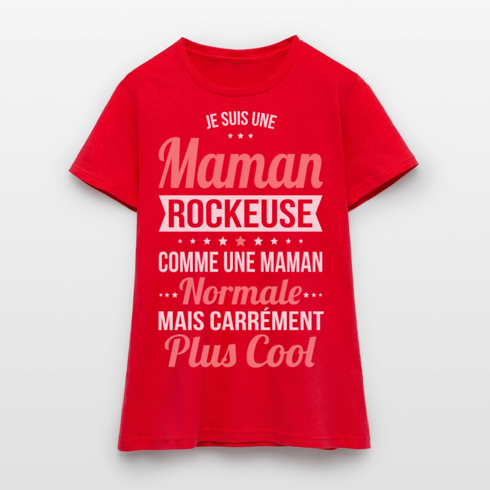 T-shirt Femme - Maman rockeuse plus cool - rouge