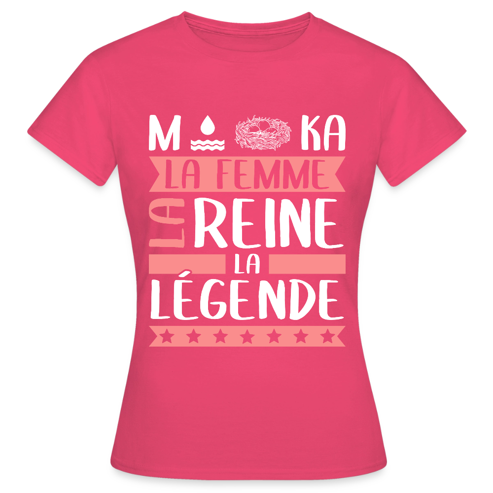 T-shirt femme Monica rébus – La femme, la reine, la légende - rose azalée
