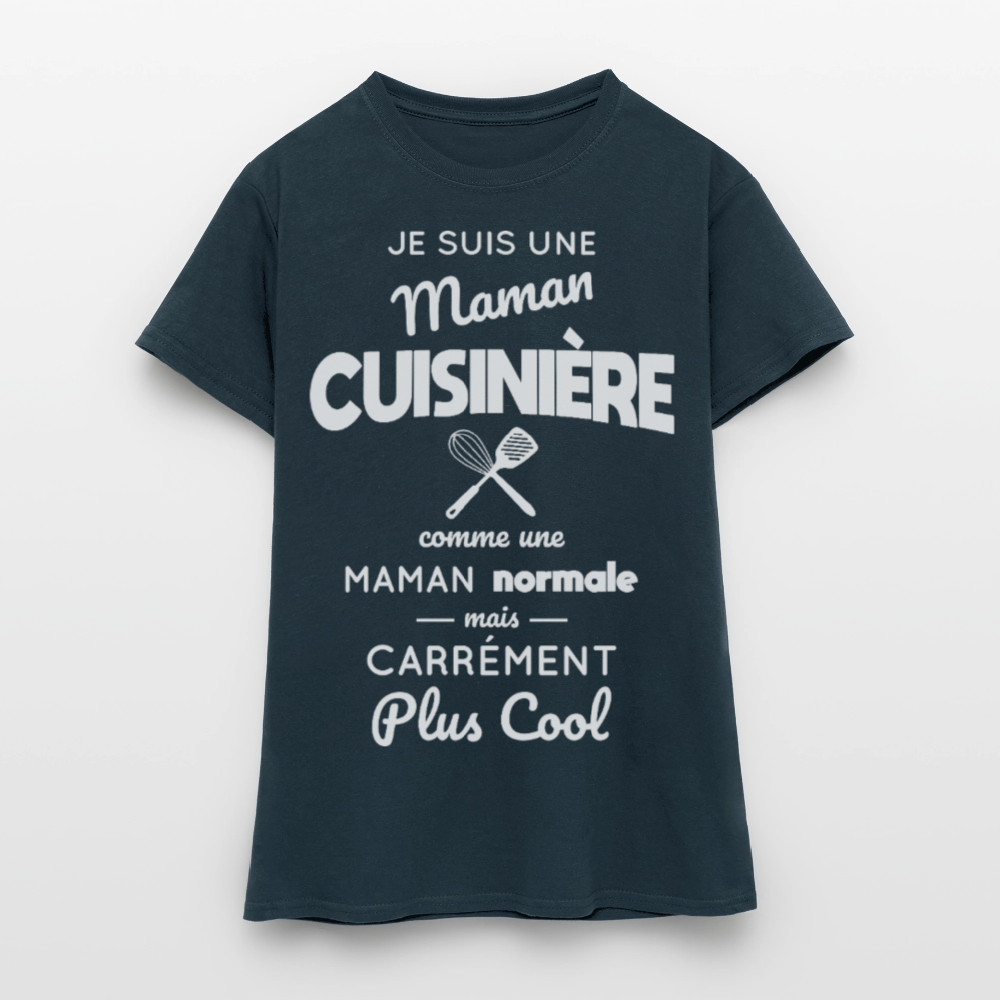 T-shirt Femme - Maman cuisinière plus cool - marine