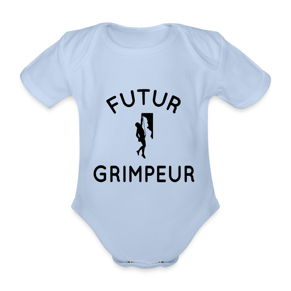 Body Bébé bio manches courtes - Futur grimpeur - ciel