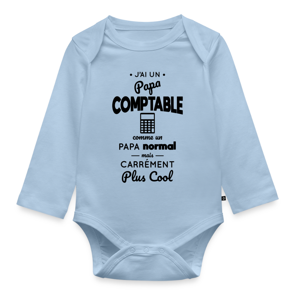 Body Bébé bio manches longues - J'ai un papa comptable - bleu clair