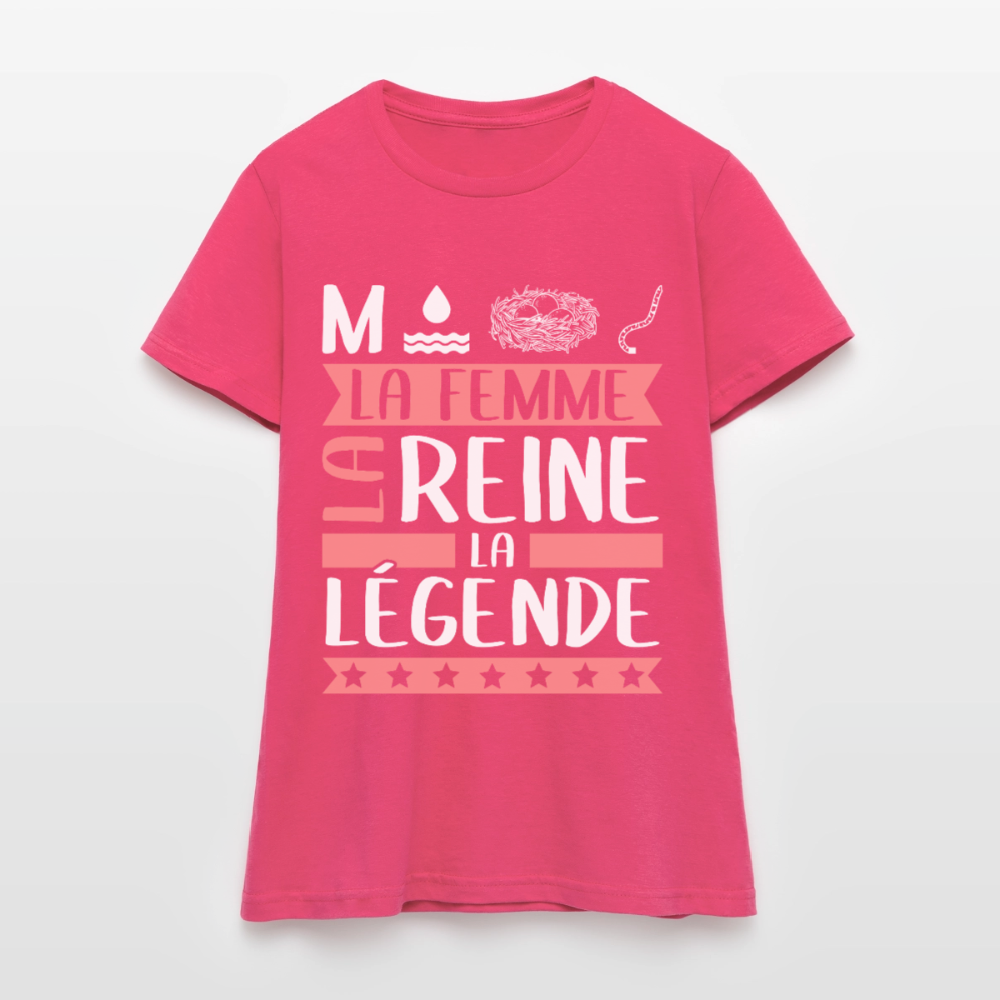 T-shirt femme Monique rébus – La femme, la reine, la légende - rose azalée
