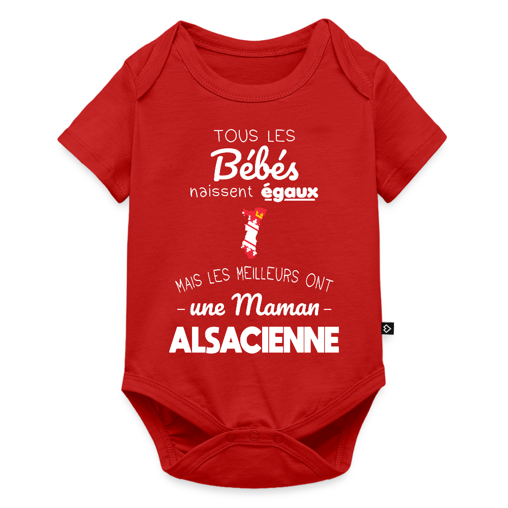 Body Bébé bio manches courtes - Les Meilleurs Ont Une Maman Alsacienne - rouge