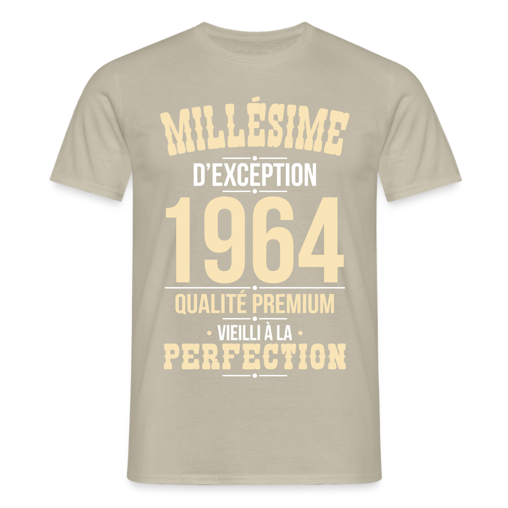 T-shirt Homme - Anniversaire 61 Ans - Millésime 1964 - beige sable