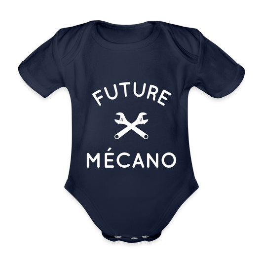 Body Bébé bio manches courtes - Future mécano - marine foncé