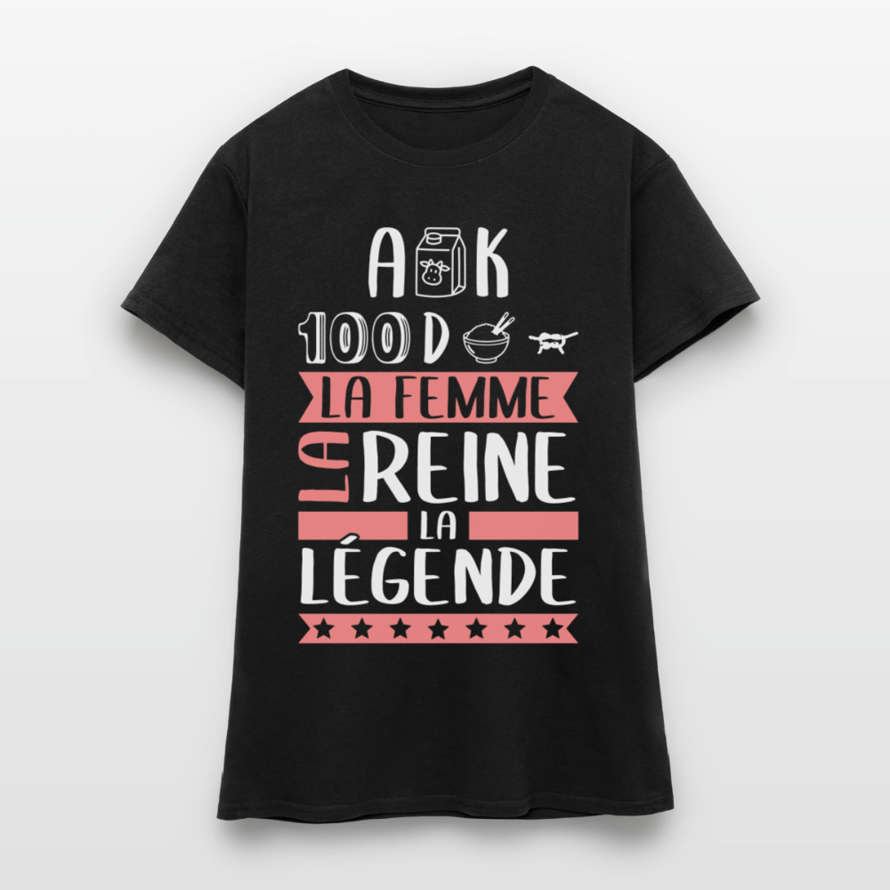T-shirt femme Alexandra rébus – La femme, la reine, la légende - noir