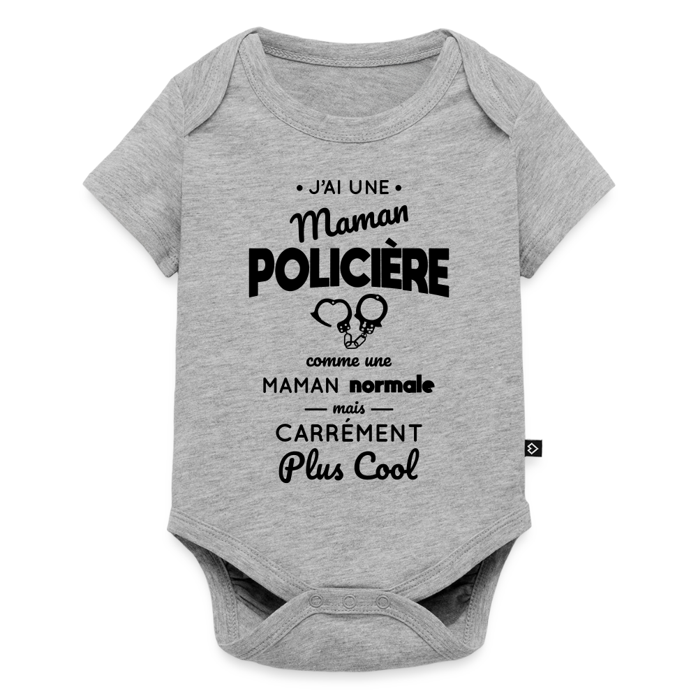 Body Bébé bio manches courtes - J'ai une maman policière - gris chiné