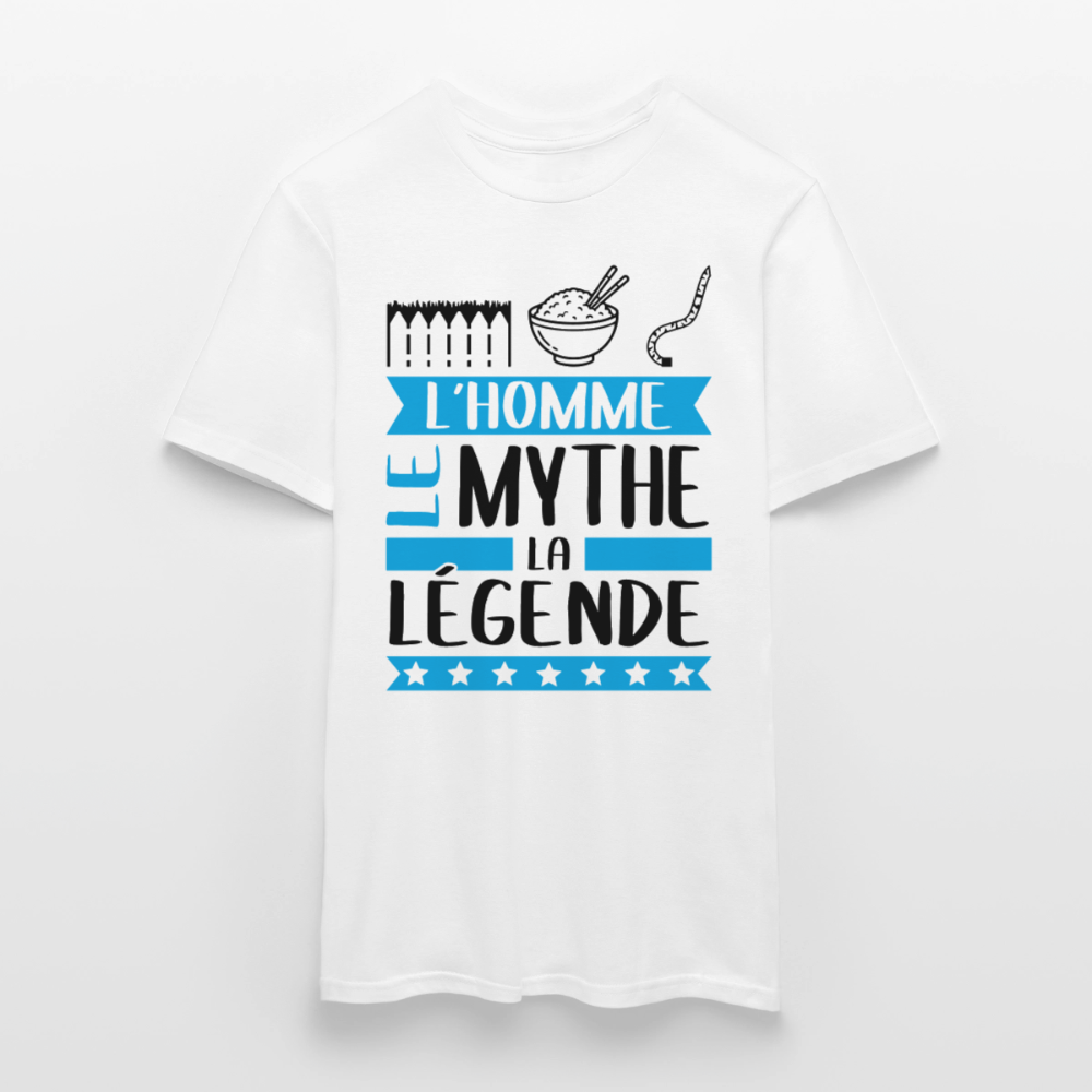 T-shirt homme coloris clair Eric rébus – L’homme, le mythe, la légende - blanc