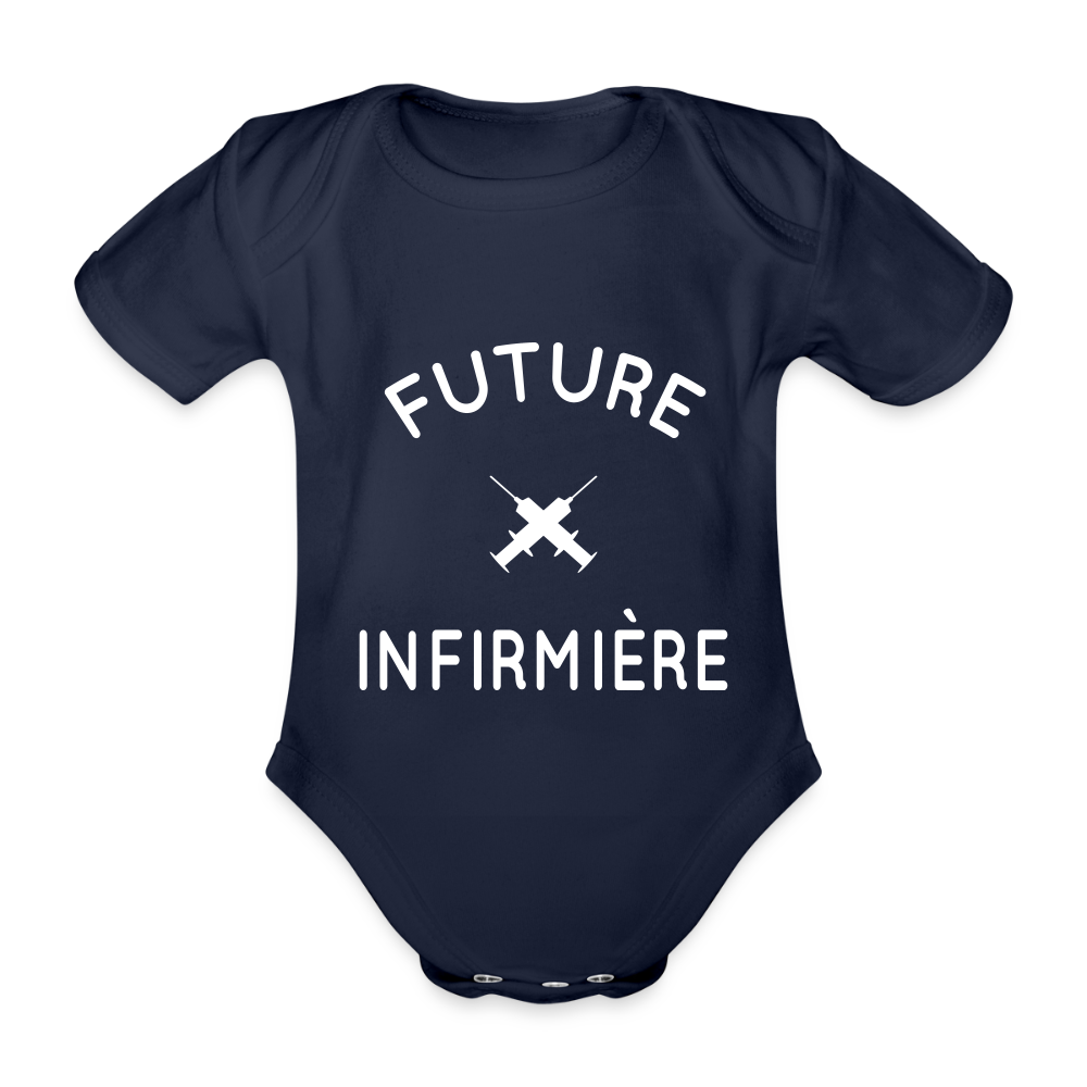 Body Bébé bio manches courtes - Future infirmière - marine foncé