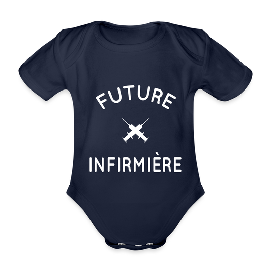 Body Bébé bio manches courtes - Future infirmière - marine foncé
