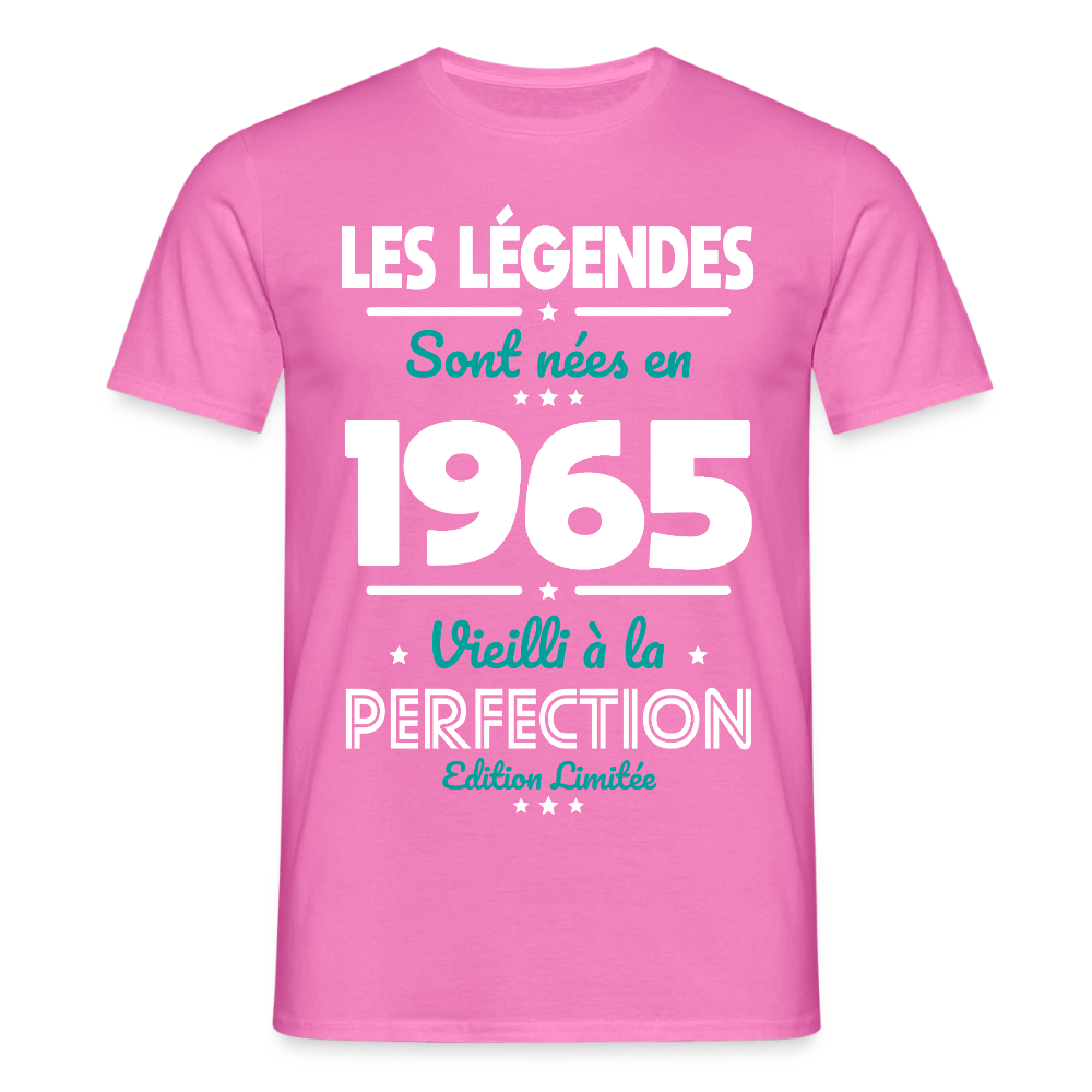 T-shirt Homme - Anniversaire 60 Ans - Les Légendes sont nées en 1965 - rose