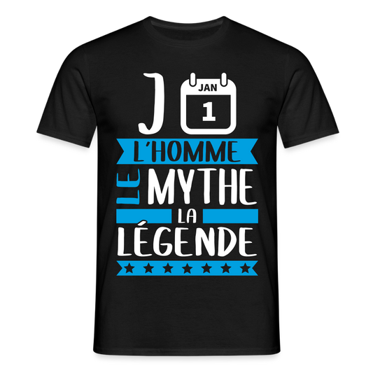 T-shirt homme Jean rébus – L’homme, le mythe, la légende - noir