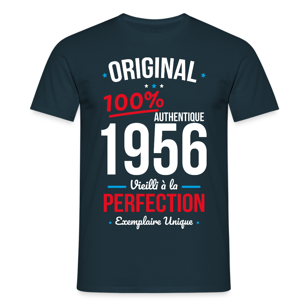 T-shirt anniversaire 70 ans Homme – Original 1956 Authentique - marine