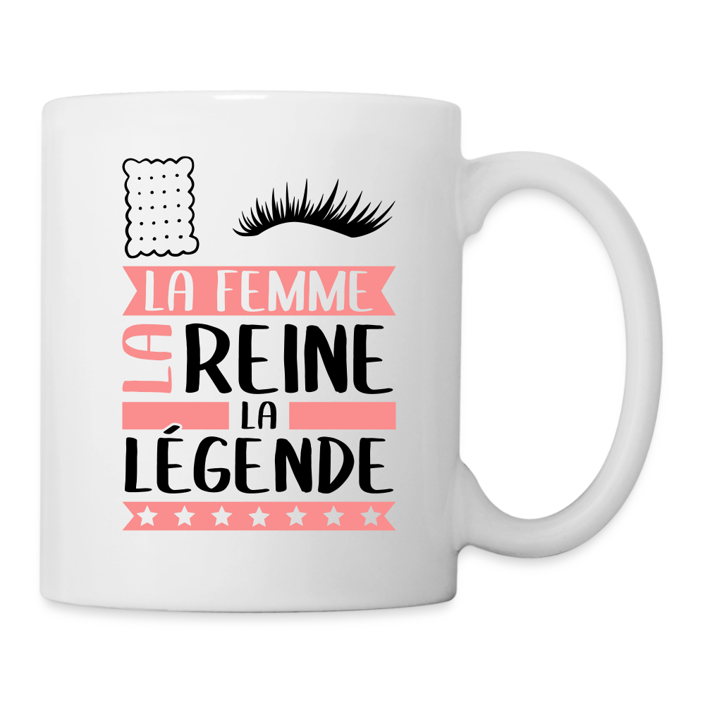 Mug blanc Lucile rébus – La femme, la reine, la légende - blanc