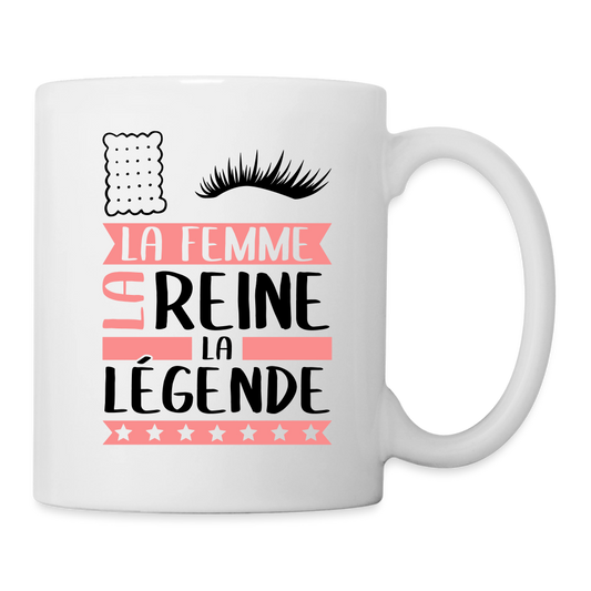 Mug blanc Lucile rébus – La femme, la reine, la légende - blanc