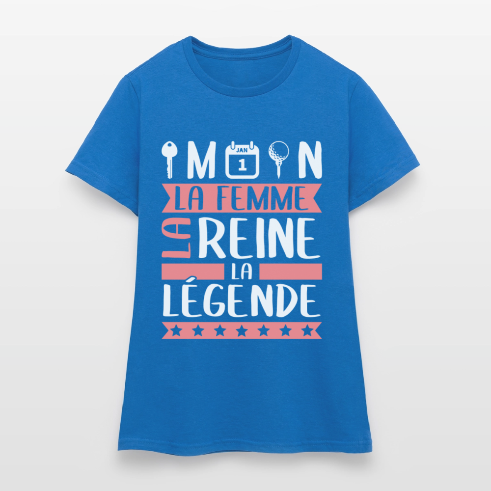 T-shirt femme Clémentine rébus – La femme, la reine, la légende - bleu royal