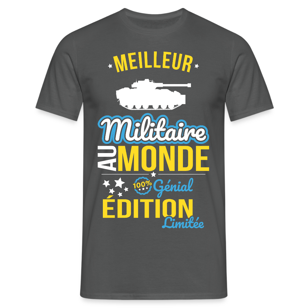 T-shirt Homme - Meilleur Militaire au monde - 100% génial - charbon