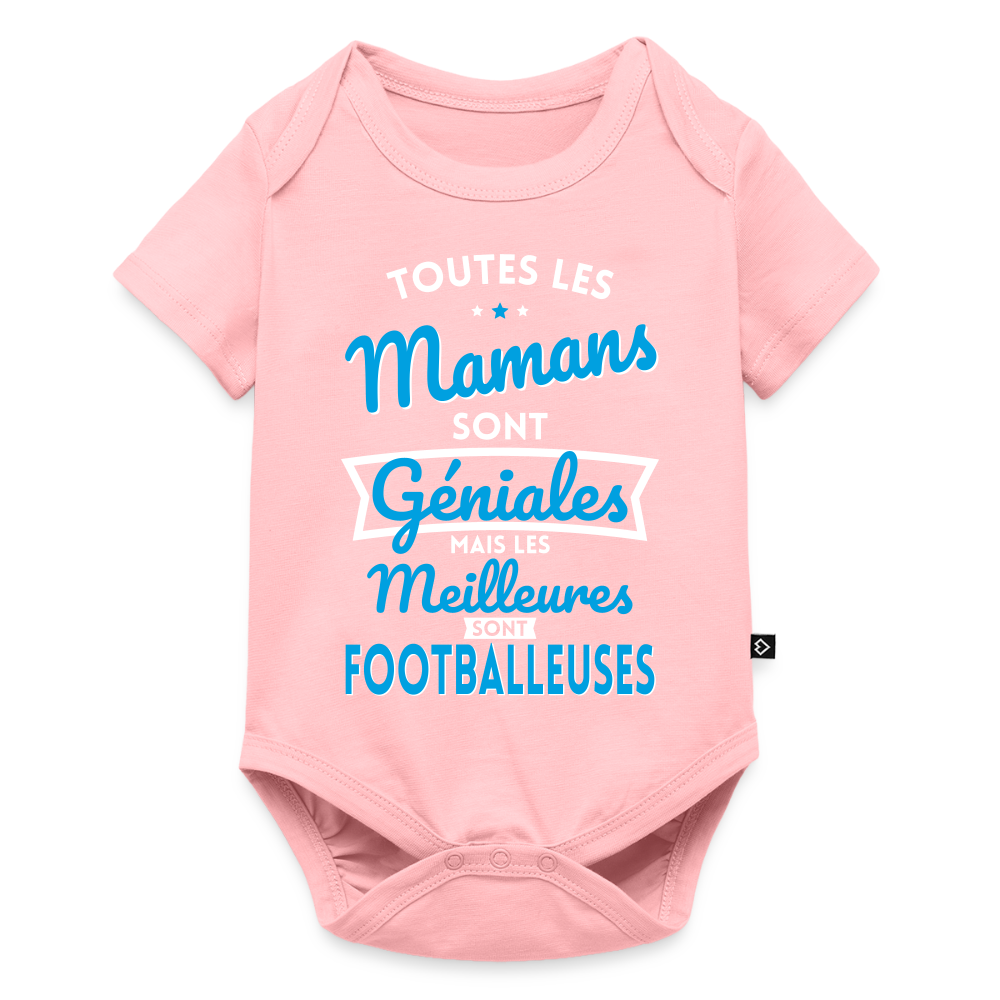 Body Bébé bio manches courtes - Mamans géniales - Les meilleures sont footballeuses - rose