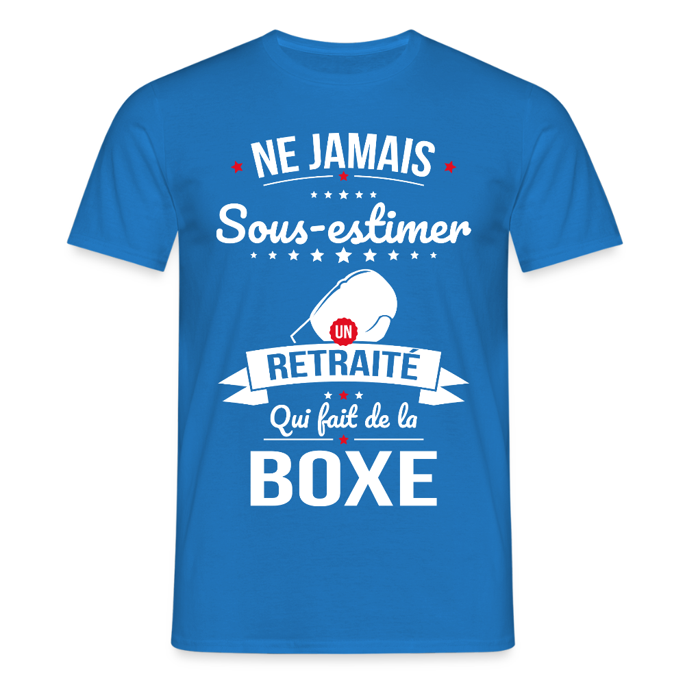 T-shirt Homme - Ne jamais sous-estimer un retraité qui fait de la boxe - bleu royal