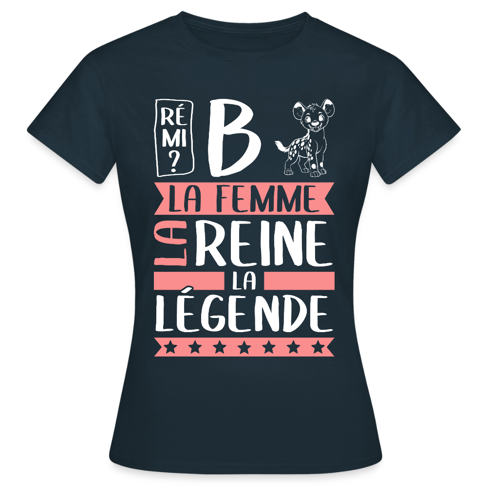 T-shirt femme Fabienne rébus – La femme, la reine, la légende - marine