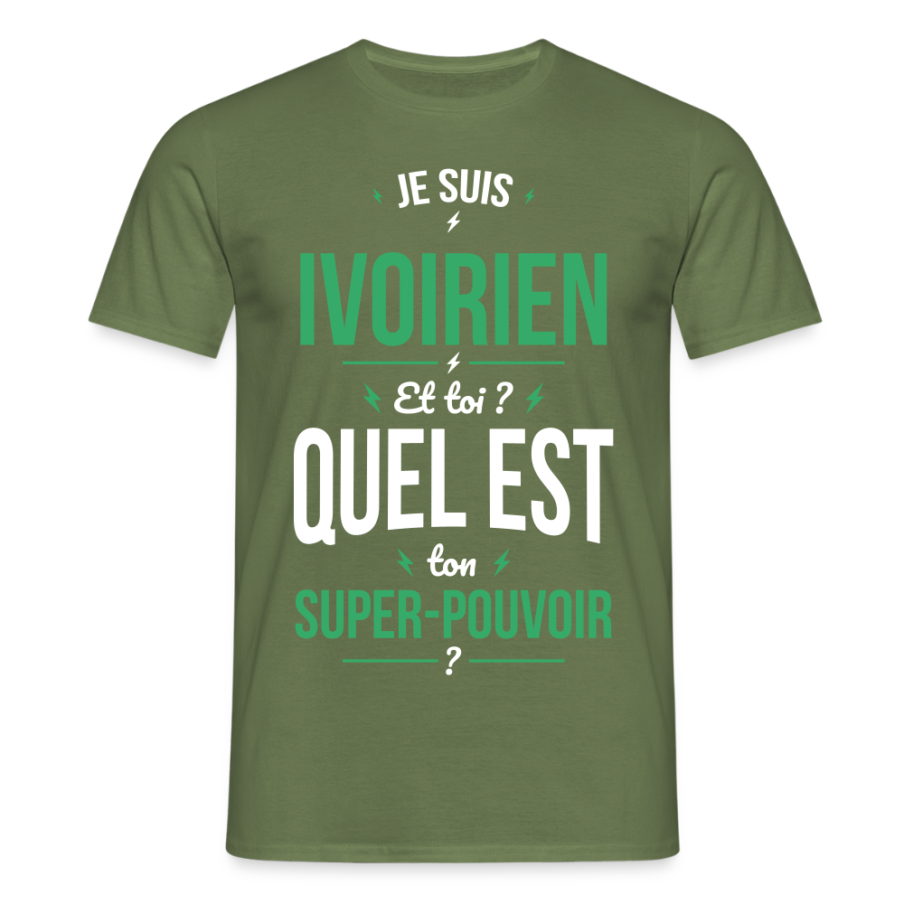 T-shirt Homme - Je suis Ivoirien - Super-pouvoir - vert militaire