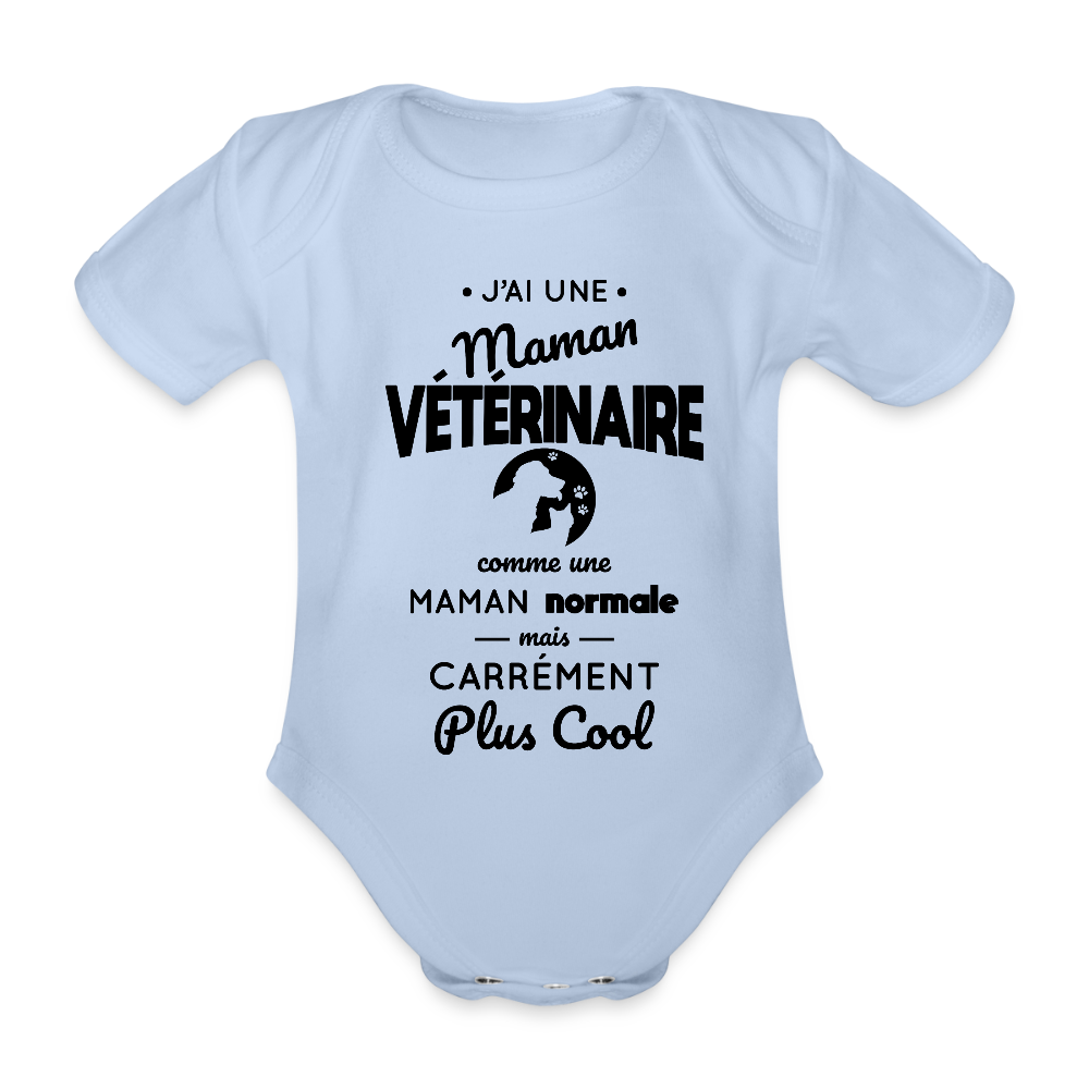 Body Bébé bio manches courtes - J'ai une maman vétérinaire - ciel
