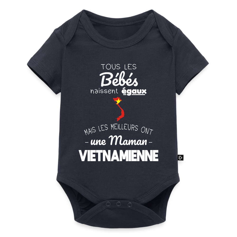 Body Bébé bio manches courtes - Les Meilleurs Ont Une Maman Vietnamienne - bleu marine
