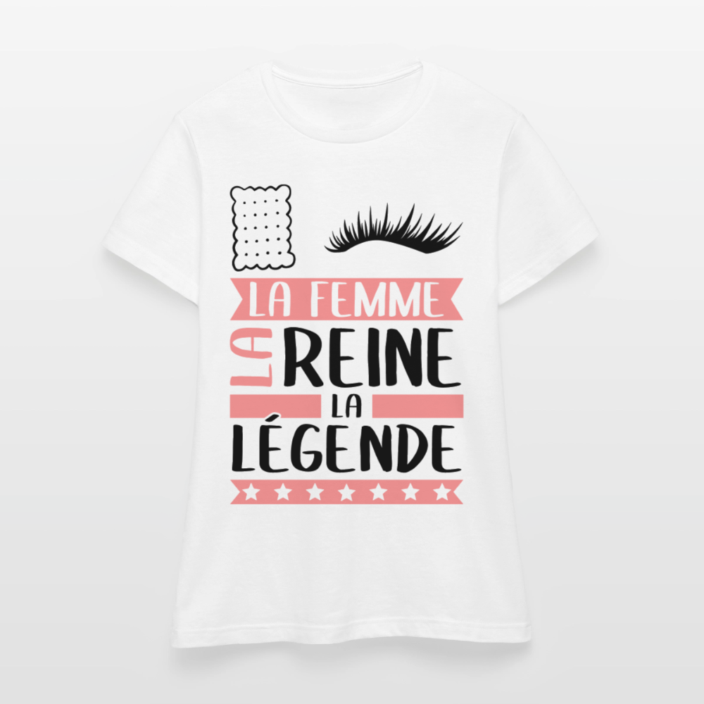 T-shirt femme coloris clair Lucile rébus – La femme, la reine, la légende - blanc